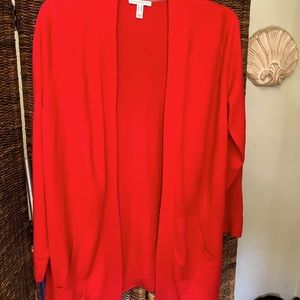 Very light red Isaac Mizrah Live sweater with pockets